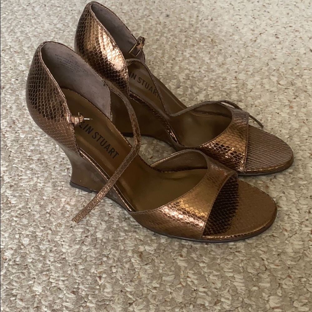 Bronze wedge sandals